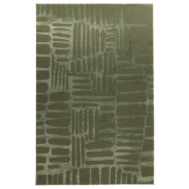 Origins Pathway Green Non-Slip Cotton Abstract Rug