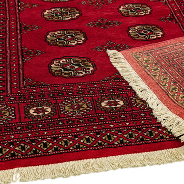 Bokhara Hand Made Rug Traditional Classic Wool Bordered Soft Red Rug