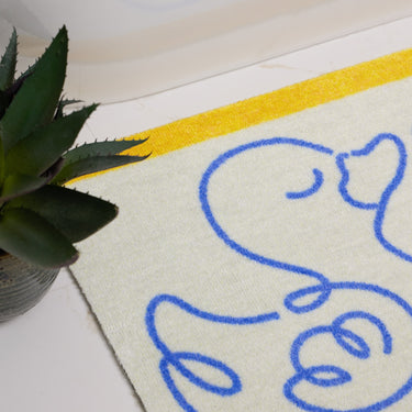 Dip and Drip Kids Bathroom Linear Ducks Washable Non-Slip Bordered Rug 50x75 cm