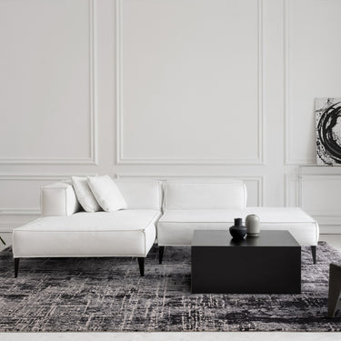 Asiatic London Kuza Black Polypropylene Abstract Textured Distressed Rug
