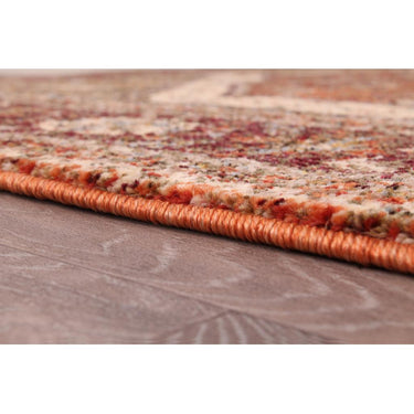 Orient 2529 Traditional Medallion Floral Bordered Rug Hallway in Terracotta, Red, Navy and Cream