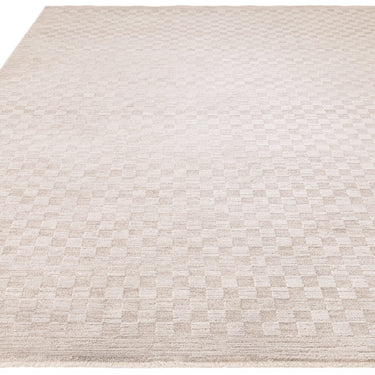 Asiatic London Laurent LA01 Checkered Fringed Beige Natural Cotton Abstract Textured Checked Rug