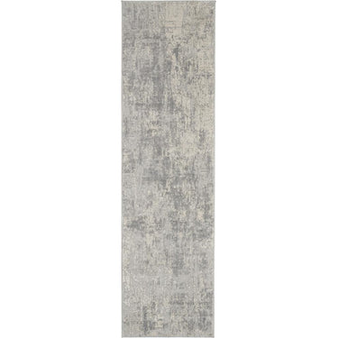 Rustic Textures RUS01 Modern Abstract Hallway Runner in Ivory Silver Grey 66 x 230 cm