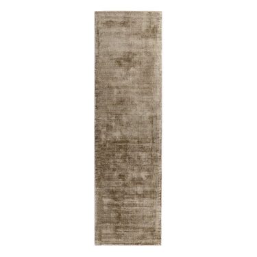 Blade Plain Silky Hand Woven Viscose Soft Shiny Rug Runner in Mocha