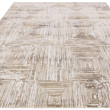 Asiatic London Kuza Portrait New Linear Pattern Beige Polypropylene Abstract Textured Distressed Rug