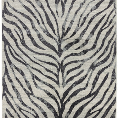 Nova NV27 Zebra Skin Stripes Pattern Modern Rug in Black Grey
