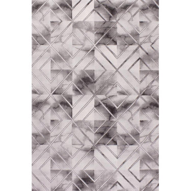 Bianco 196SA Luxurious Marble Chekered Geometric Design Soft Rug in Cream Gold and Grey