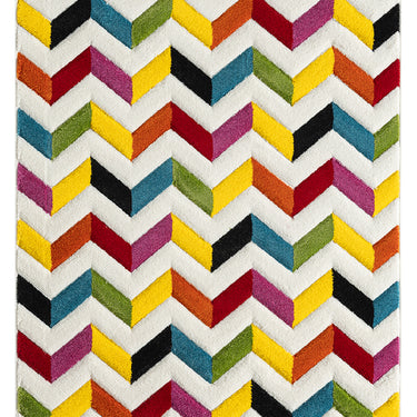 Spectra Carved Coral  Geometric Rainbow Bright Multi Coloured Soft Rug Hallway Runner
