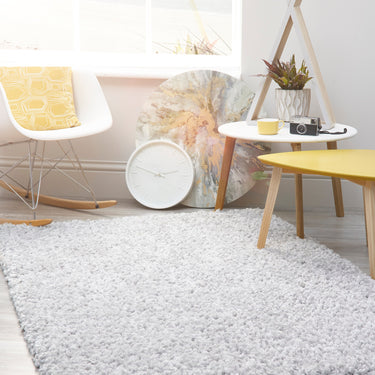 Origins Portland High Pile Super Fluffy Grey Shaggy Modern Plain Rug