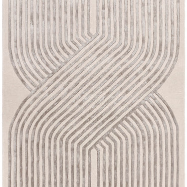 Asiatic London Matrix Solstice MAX99 Viscosesoft Silky Ivory White Hand-Carved Wool Abstract Rug