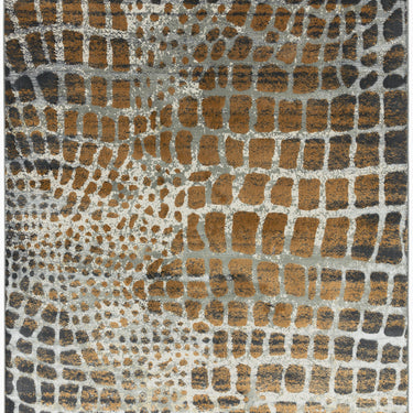 Quantum Giraffe Print QU02 High Shine Rug in Beige Brown