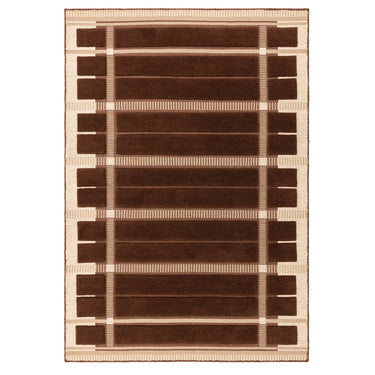 Fable Chocolate Brown Hand-Tufted Wool Checked Rug - overhead view