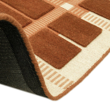 Fable Rust Hand-Tufted Wool Checked Rug - Angle 3