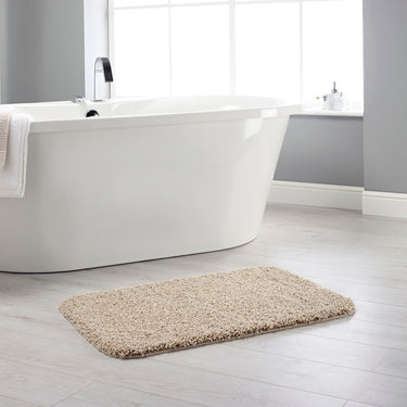 Dip and Drip Buddy Beige Washable Non-Slip Polypropylene Shaggy Bath Mat