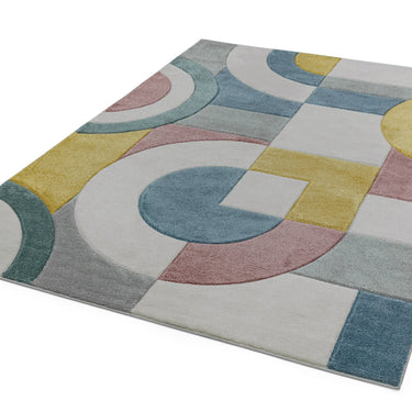 Sketch SK08 Retro Geometric Hand Carved Rug in Multicolours