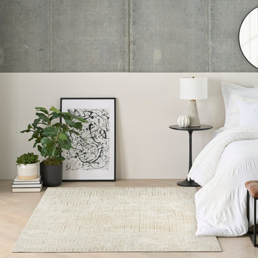 Grand Street GRN02 Silky Ivory Beige By Abstract Textured Modern Rug