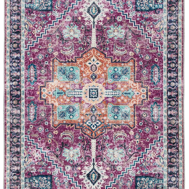 Origins Granada Ruby Vibrant Coloured Red Washable Non-Slip Cotton Chenille Rug