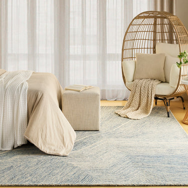 DKNY Pure Angles Tufted Linear Pattern Ivory Handmade Wool Abstract Textured Rug