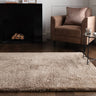 Asiatic London Opulence Taupe Luxurious Shine Fluffy Soft Tufted Cotton Shaggy Textured Rug - Small 80x150 cm (2'6"x5')