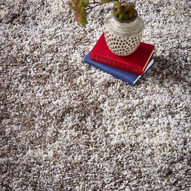 Hadley Marbled Effect Thick Fluffy Beige Grey Polypropylene Shaggy Modern Rug