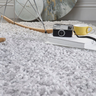 Origins Portland High Pile Super Fluffy Grey Shaggy Modern Plain Rug