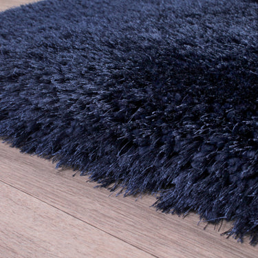 Mayfair Modern Plain High Pile Luxurious Shaggy Rug in Navy Blue