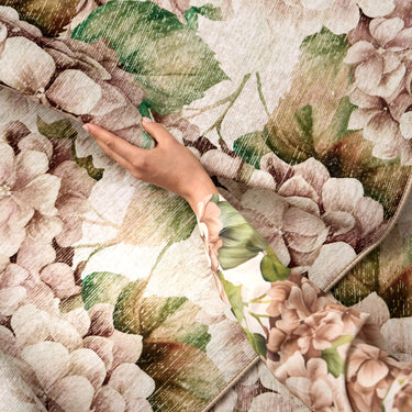 Hug Eco-Washable Wild Hydrangea Non-Slip Vintage Floral Rug