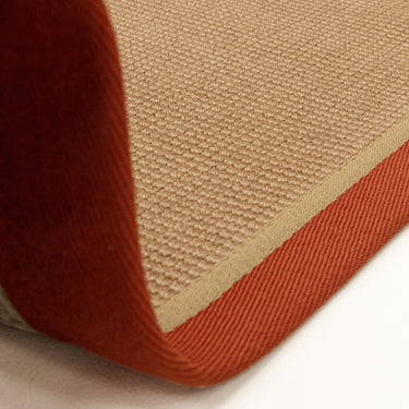 Asiatic London Bordo Boucle Sisal Rust Linen Border Natural Beige Jute Cotton Textured Flatweave Rug