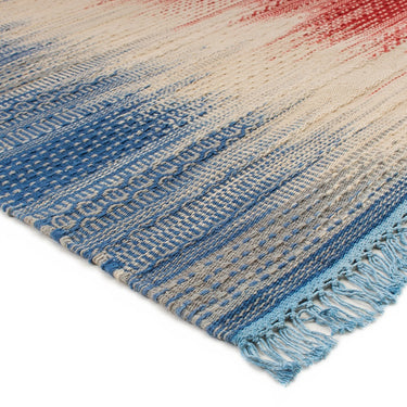 Fusion Knitted Fringed Bright Wool Traditional Geometric Textured Rug 200x290 cm