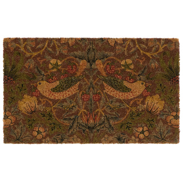 Strawberry Thief Bird Red Coir Doormat English Heritage Floor Mat