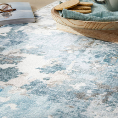 Consept Looms Liberty LIB104 Aqua Blue Washable Non-Slip Modern Rug