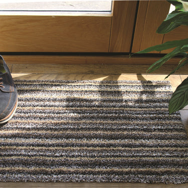 My Candy Linen Beige Brown Washable Cotton Striped Doormat