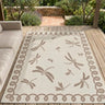 New Terrace Dragonfly Natural Beige Polypropylene Bordered Modern Rug - Small 80x150 cm (2'6"x5')