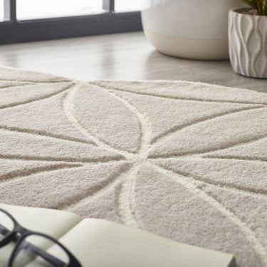 Bloom Handmade Geometric Abstract 100% Pure Wool Hand Tufted Circle Rug in Grey