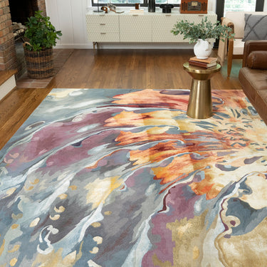 Prismatic Abstract Rug by Nourison Modern Luxury Soft Wool Silky Viscose Hand Tufted PRS08 Rug in Multicolour