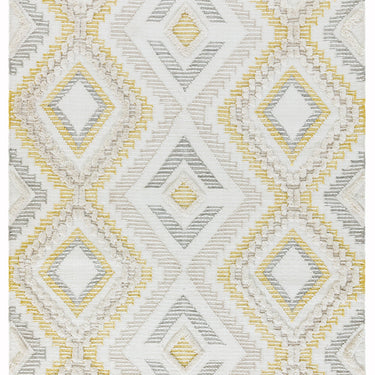 Carlton Hand Woven Geometric Indoor Outdoor Rugs with Tassels in Pink, Mustard and Grey