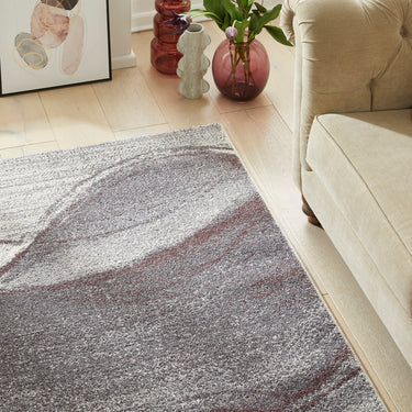 Consept Looms Somerset SOM103 Waves Pattern Plum Polypropylene Traditional Abstract Rug