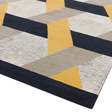 Asiatic London Camden Tufted Gold Yellow Grey Wool Viscose Geometric Textured Rug