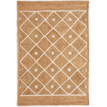 Natural Jute Hand Braided Diamond Rug for Indoor Sheltered Outdoor Reversible Rug in Medium Size 120x170 (4'x5'6")