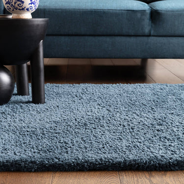 Asiatic London Opulence Petrol Blue Luxurious Shine Fluffy Soft Cotton Shaggy Textured Hallway Runner Rug