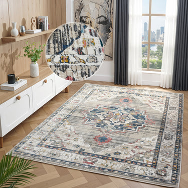 URCO Nova Leona Grey Distressed Polypropylene Persian Traditional Vintage Hallway Runner Rug