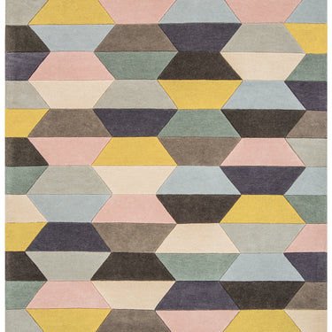 Funk Hand Tufted Wool Honeycomb Bright Multi Coloured Pastel Rug Hall Runner