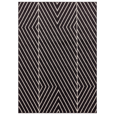 Asiatic London Muse Linear Grey Black Polypropylene Geometric Striped Hallway Runner Rug