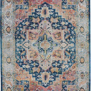 Nourison Ankara Vintage Antique Traditional ANR11 Rug Runner Round in Blue Multi Colour