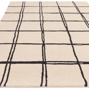 Asiatic London Albany Grid Checkered Lines Monochrome Wool Traditional Geometric Checked Rug