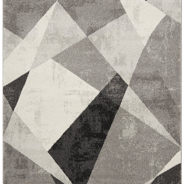 Nova Patio NV02 Geometric Triangles Modern Abstract Rug in Grey Black