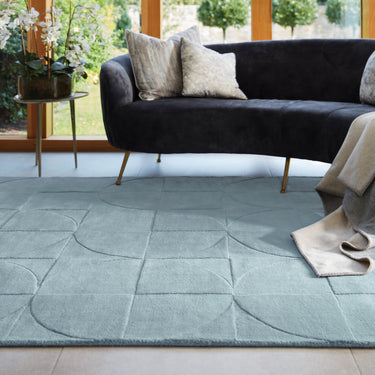 Origins Penny 3D Blue Hand-Carved Wool Geometric Rug
