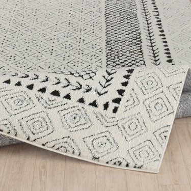 Freud Modern High Pile Skandi Black & Ivory Rug - Design FEU2301
