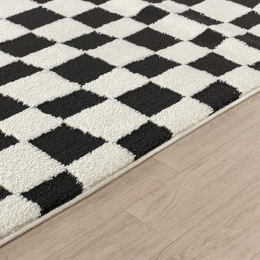 Freud Modern High Pile Checkered Black Rug