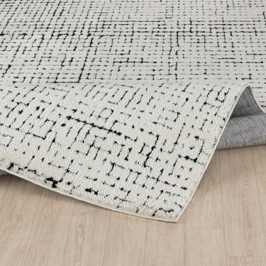 Freud Modern High Pile Skandi Black & Ivory Rug - Design FEU2305